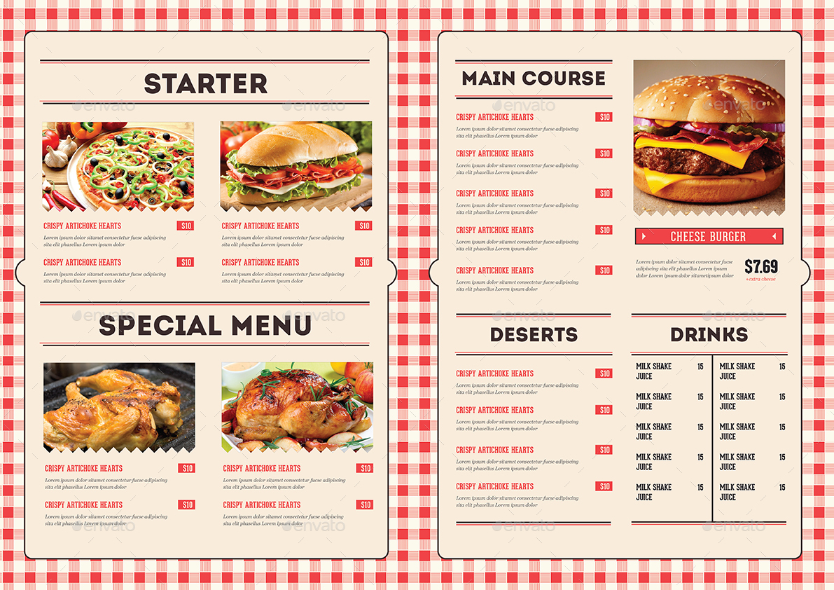 Retro Picnic Bifold Menus Template Ai Psd Food Menu Template Menu My XXX Hot Girl